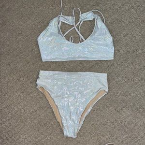 Shiny silver bathing suit from Etsy